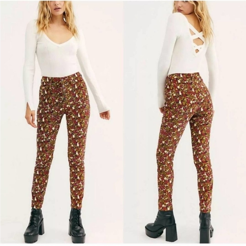 WE THE FREE SUN CHASER CORD PRINTED SKINNY JEAN - 26 ~ Free People Corduroy